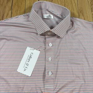 NWT Collars and Co Men’s L Featherweight Relaxed Dress Collar Polo Shirt Stripe